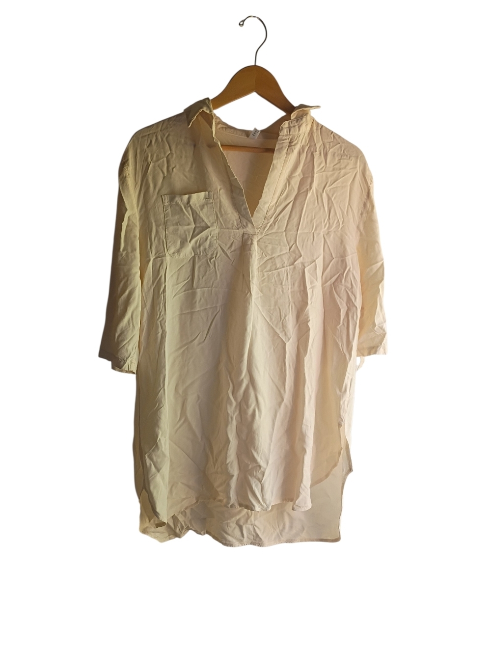 Ekouar Cream Half Sleeve Top Size Small